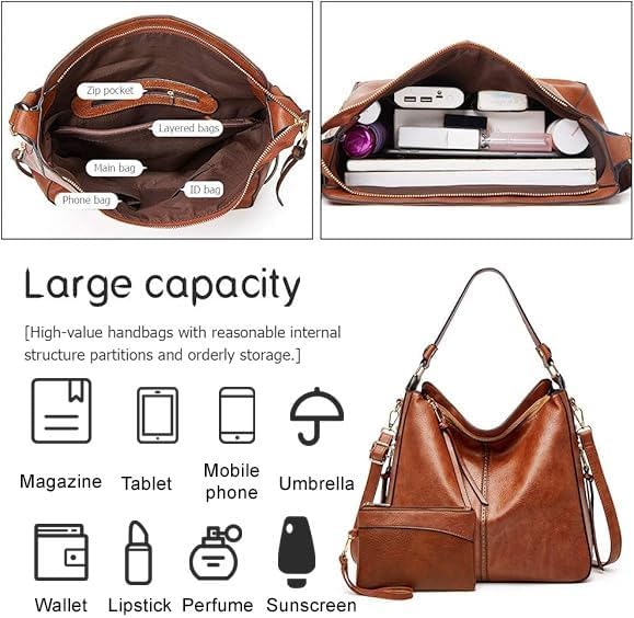 Lifetooler Handtaschen Set Gross Leder Tasche Schultertasche Hobo Taschen Damen Portemonnaie Geschen