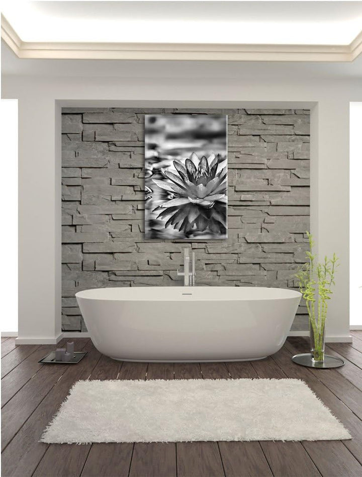 Pixxprint Anmutige Seerose mit Blättern als Leinwandbild/Grösse: 100x70 cm/Wandbild/Kunstdruck/ferti