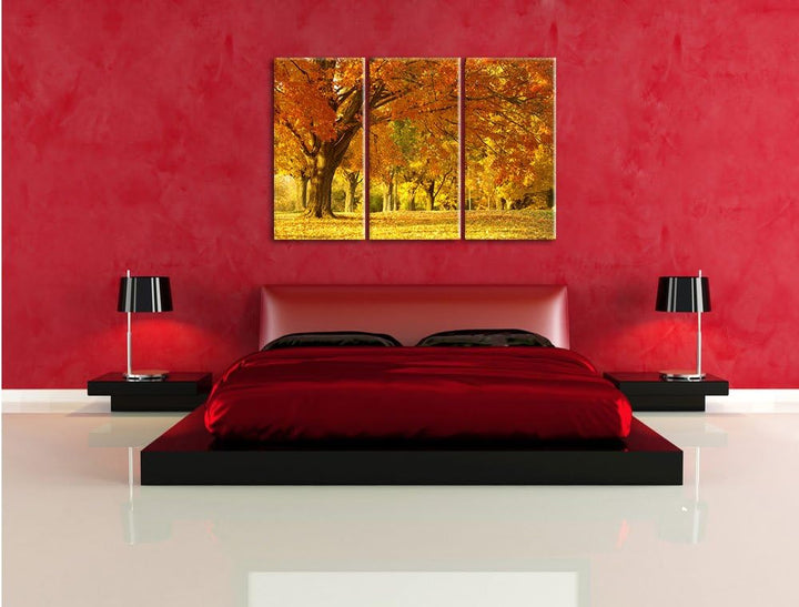 Pixxprint schöne Herbstlandschaft als Leinwandbild/Grösse: 3 Teilig (120x80) / Wandbild/Kunstdruck/f