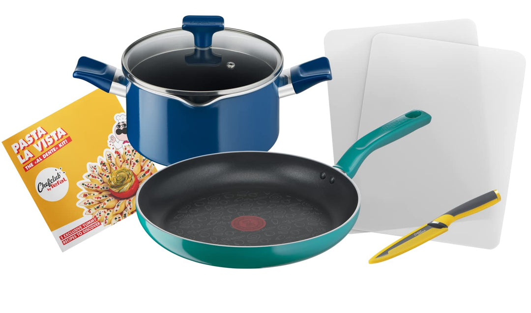 Tefal G804S4 Chefclub Pasta La Vista Kochgeschirr-Set | Titanium Antihaftversiegelung | Thermo-Signa