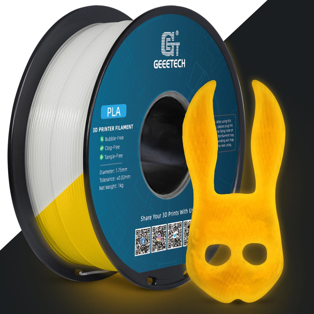 PLA Filament 1.75mm, Glows Orange-Gelb in the Dark, GEEETECH 3D Drucker Filament 1kg Spool, Glows Or