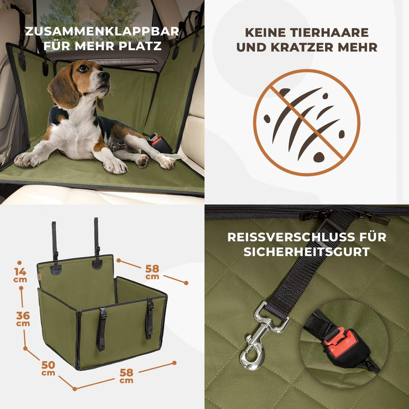 Extra Stabiler Hunde Autositz - Verstärkter Autositz für kleine und mittlere Hunde mit 4 Befestigung