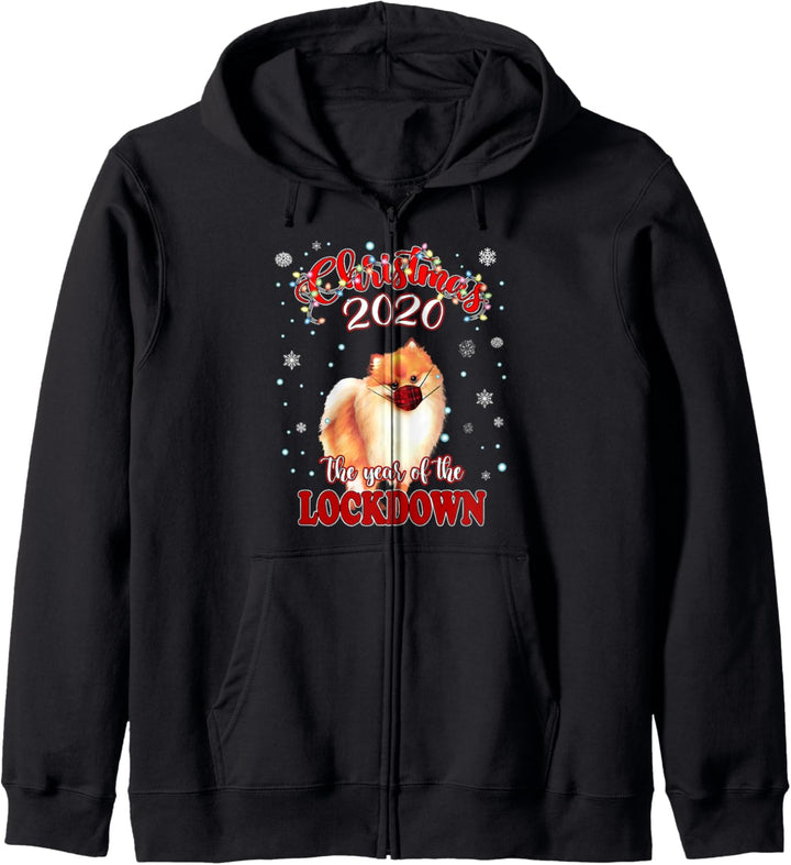 Christmas Pomeranian Dog Shirt Quarantine 2020 Lockdown Kapuzenjacke