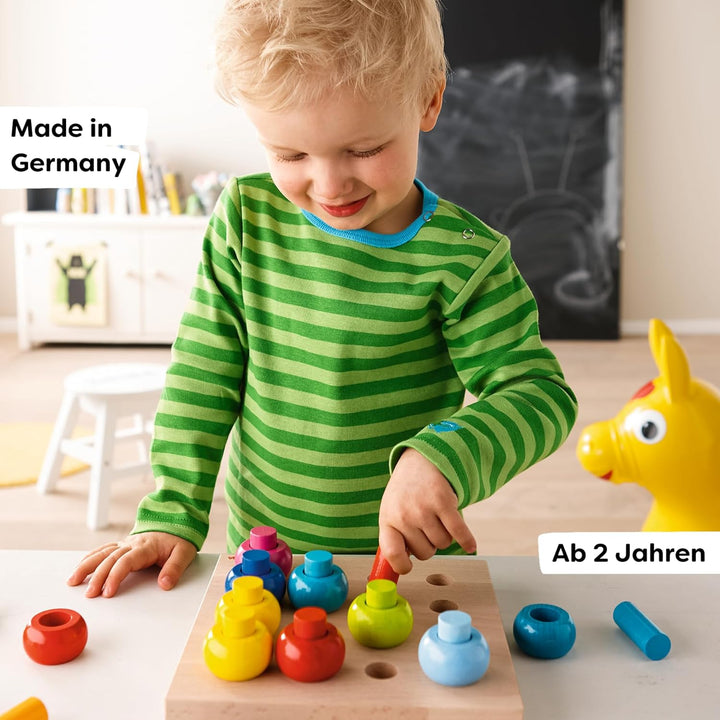 Haba 2202 - Steckspiel Farbkringel, buntes Sortier- und Motorikspielzeug aus Holz ab 2 Jahren, zum F