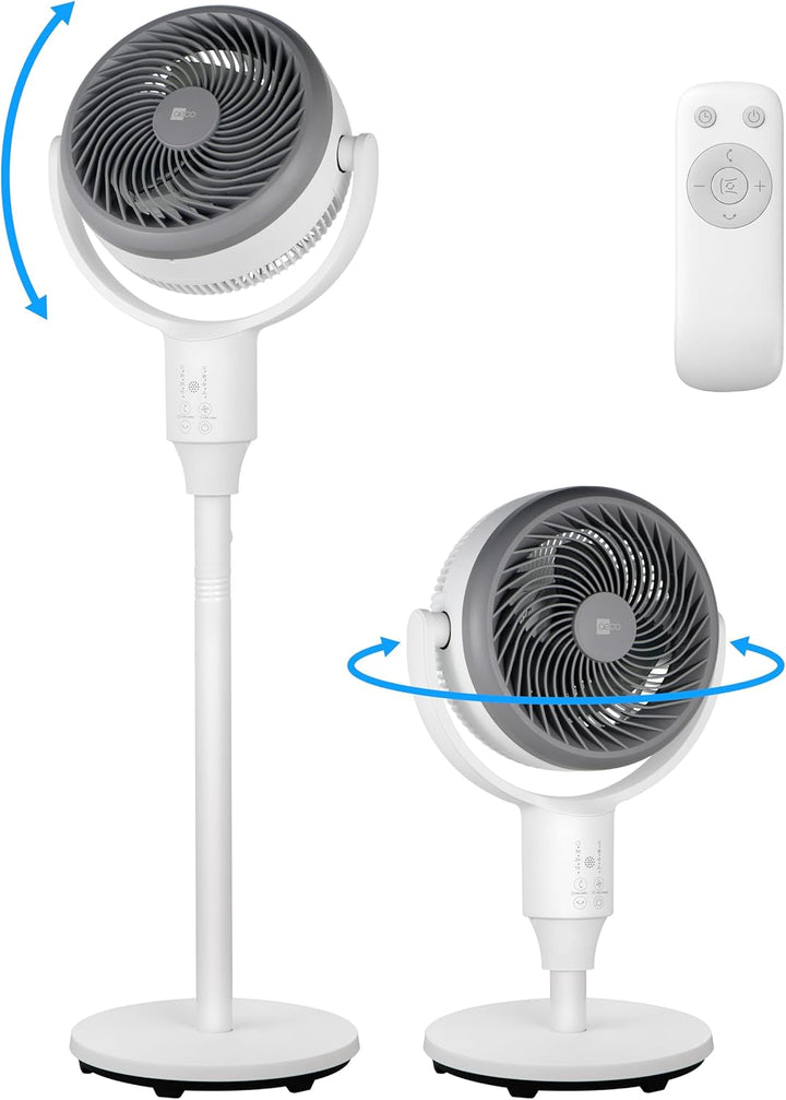 aeco AirX Duo 2in1 Tischventilator & Standventilator mit Fernbedienung | 61-118 cm Höhe | 135° + 85°