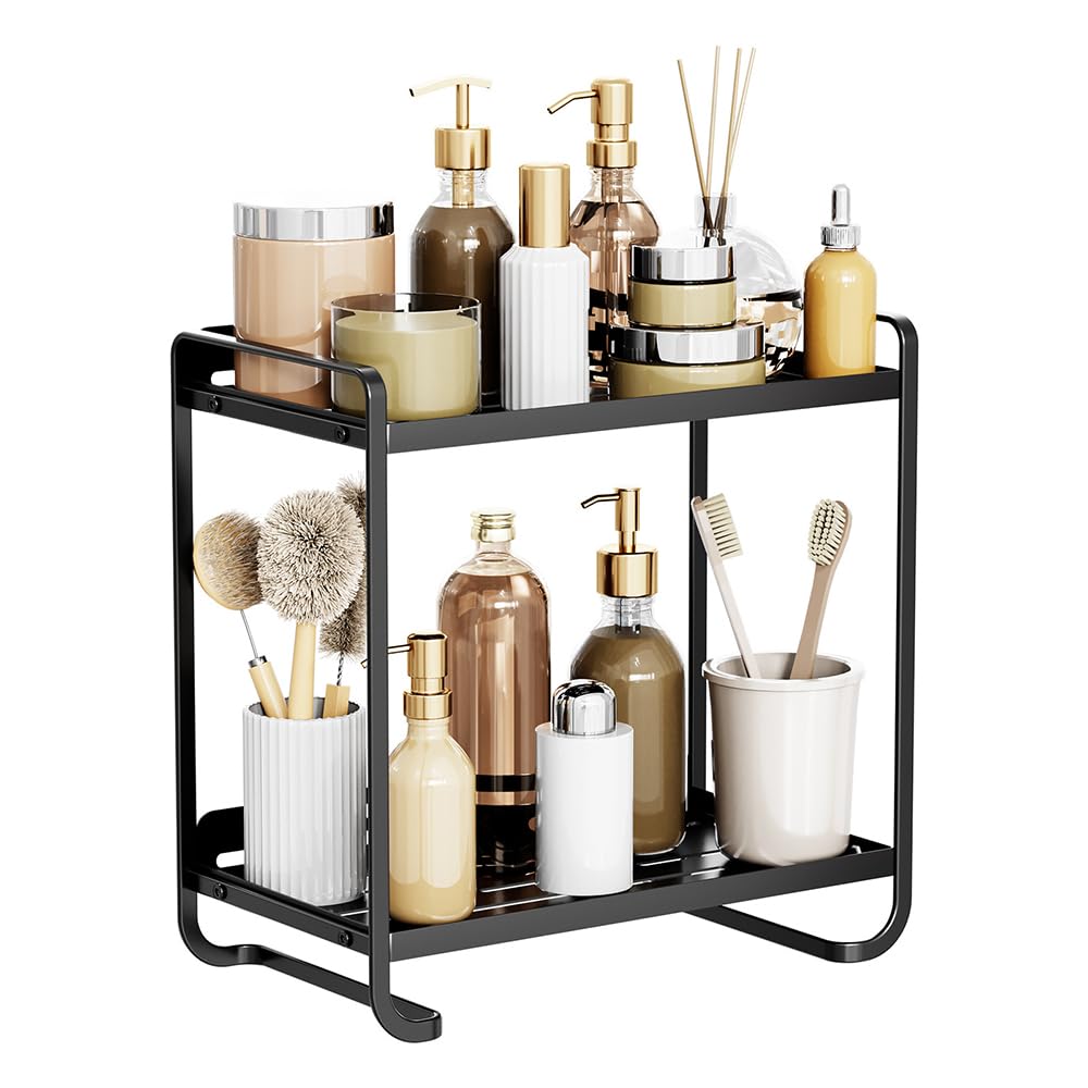 2-Stöckiger Make-up-Organizer für Schminktisch, Badezimmer-Arbeitsplatten, Hautpflege, Kosmetik-Aufb