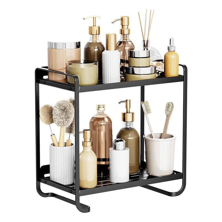 2-Stöckiger Make-up-Organizer für Schminktisch, Badezimmer-Arbeitsplatten, Hautpflege, Kosmetik-Aufb