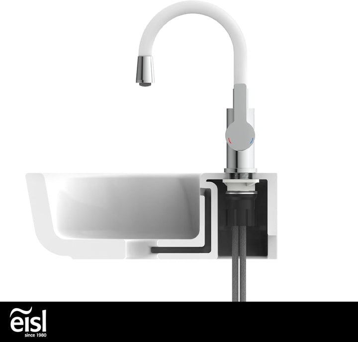 EISL Waschtischarmatur FLEXO, flexibler Auslauf weiss, Wasserhahn Bad, flexibel einstellbare Badarma