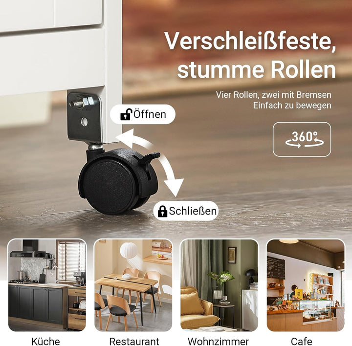 SoBuy FKW79-W Küchenwagen Servierwagen Beistellwagen Rollwagen mit 3 Schubladen und 3 Ablagen Weiss