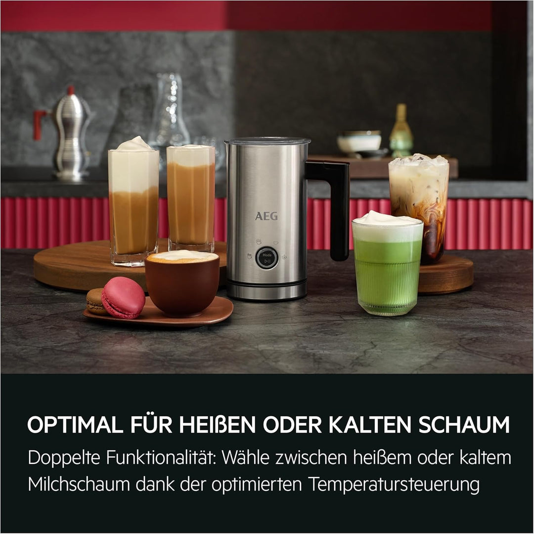 AEG Milchaufschäumer MF5-1-6ST 5000 – Edelstahl, doppelte Funktion, für Latte Macchiato, Cappuccino,