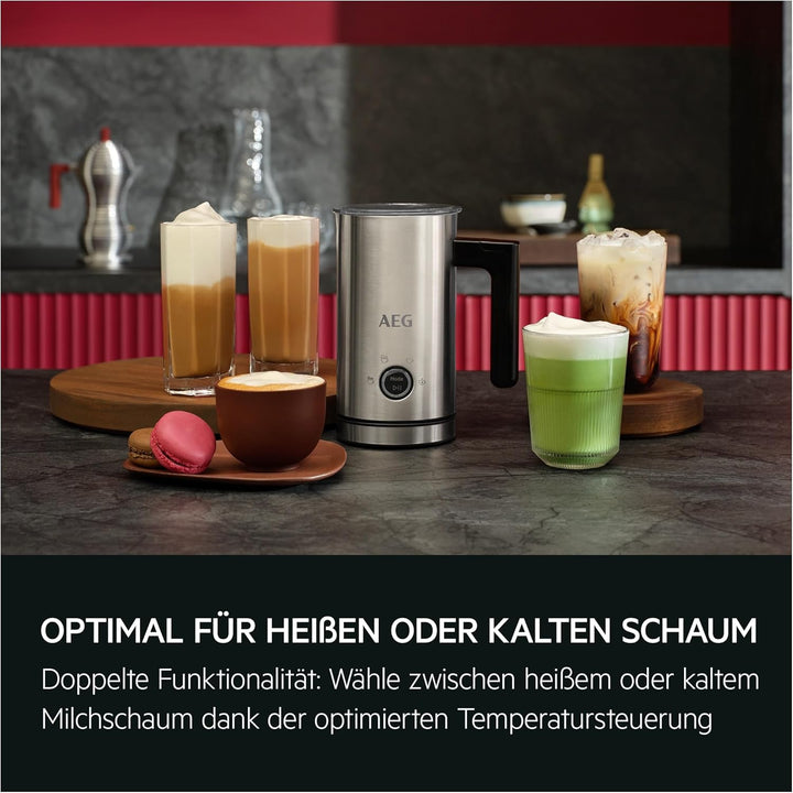 AEG Milchaufschäumer MF5-1-6ST 5000 – Edelstahl, doppelte Funktion, für Latte Macchiato, Cappuccino,