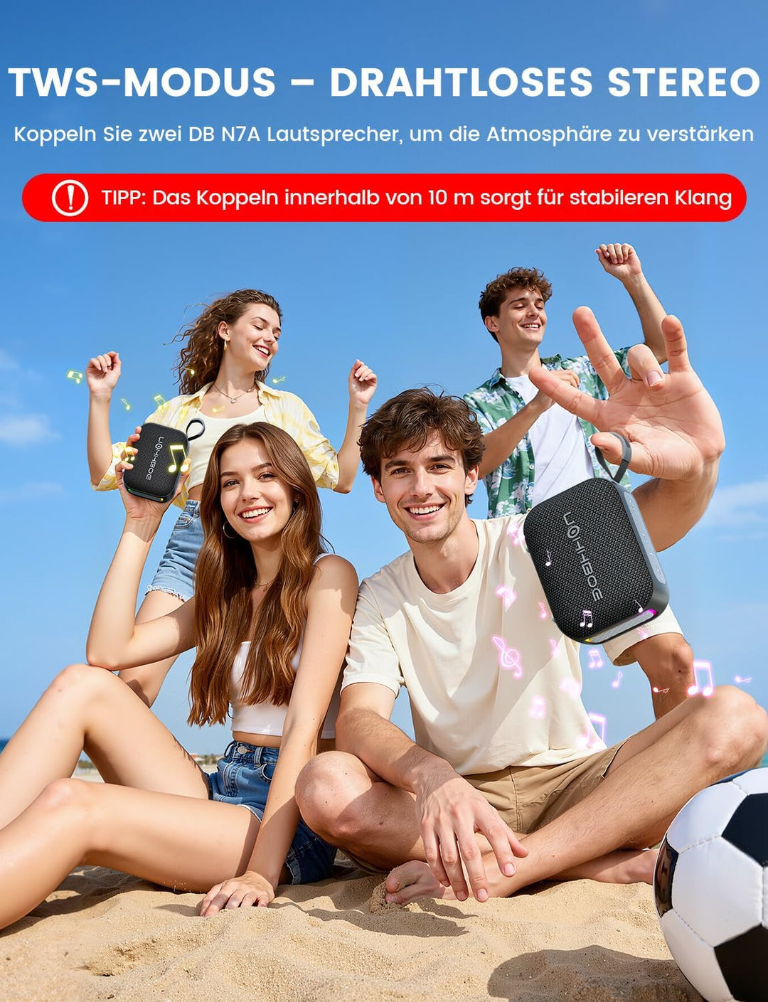 Bluetooth Lautsprecher Tragbare Musikbox Bluetooth 6.0 Geschenke für Männer Frauen mit 24 Std. Spiel