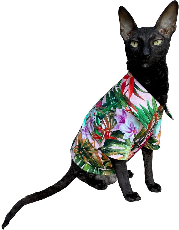 Hawaiian T-Shirt fьr Sphynx und nackte Katzen, Grцяe M Medium Hawaiian Green, Medium Hawaiian Green