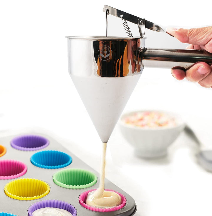 Newline NY Edelstahl-Backtrichter-Spender mit Ständer für Takoyaki-Pfannkuchen-Teig, Cupcake-Gebäck,