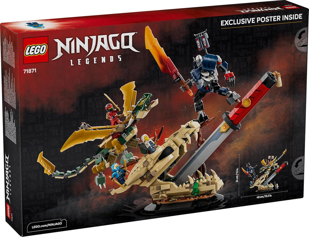 LEGO NINJAGO Showdown auf der Drachenklinge - Ninja Spielzeug mit Drache, Mech Actionfigur & 4 Minif