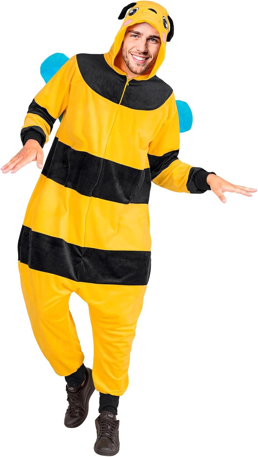 W WIDMANN MILANO Party Fashion - Tier Overall für Erwachsene, weicher Plüsch Jumpsuit mit Kapuze, Ti
