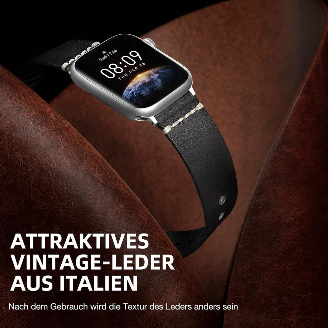 Bandsie Lederarmband kompatibel mit Apple Watch Armband 41mm 40mm 38mm für Männer/Frauen, Klassisch