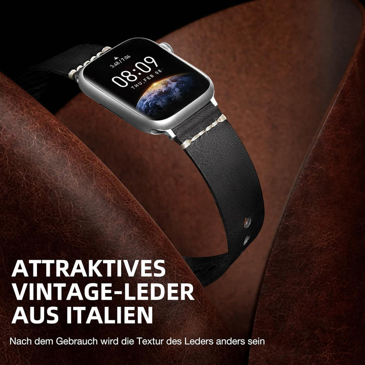 Bandsie Lederarmband kompatibel mit Apple Watch Armband 41mm 40mm 38mm für Männer/Frauen, Klassisch