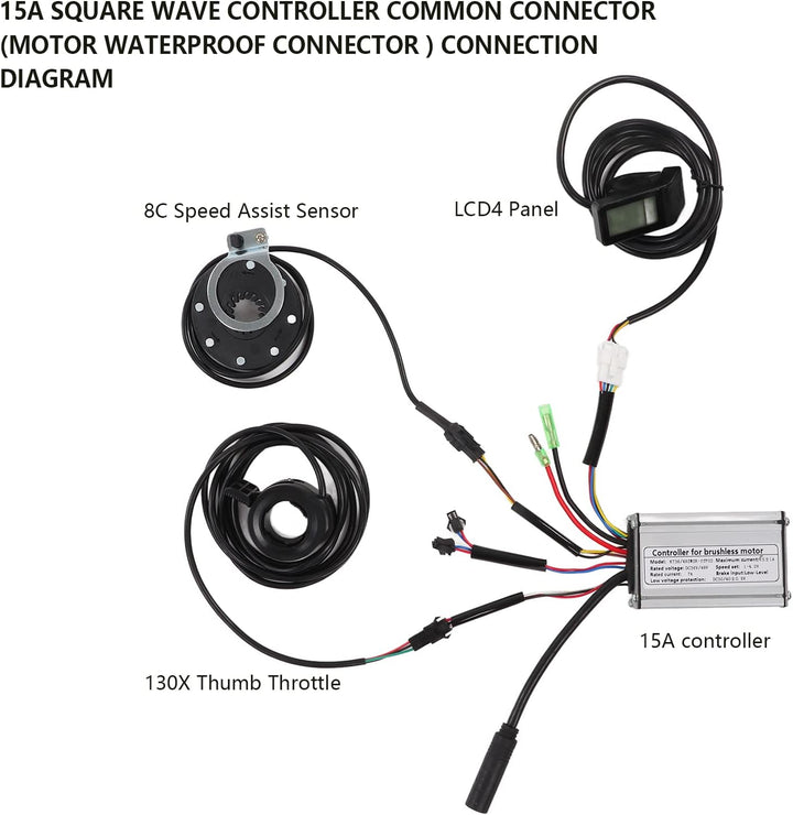 BuyWeek Elektrofahrrad Brushless Motor Controller Kit, 36V/48V 250W E-Bike Bürstenlose Motor 15A Rec