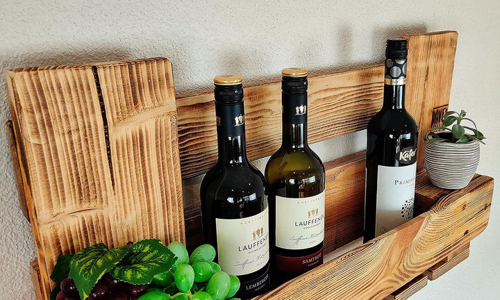 Weinregal Palette beflammt vintage für 5 Weingläser incl. Aufhängung Schrauben &