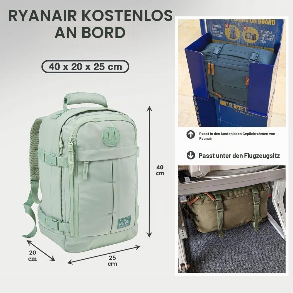 Cabin Max Reiserucksack, 40 x 20 x 25 cm, für Handgepäck – Rucksack mit niedrigem Sitz, geeignet für