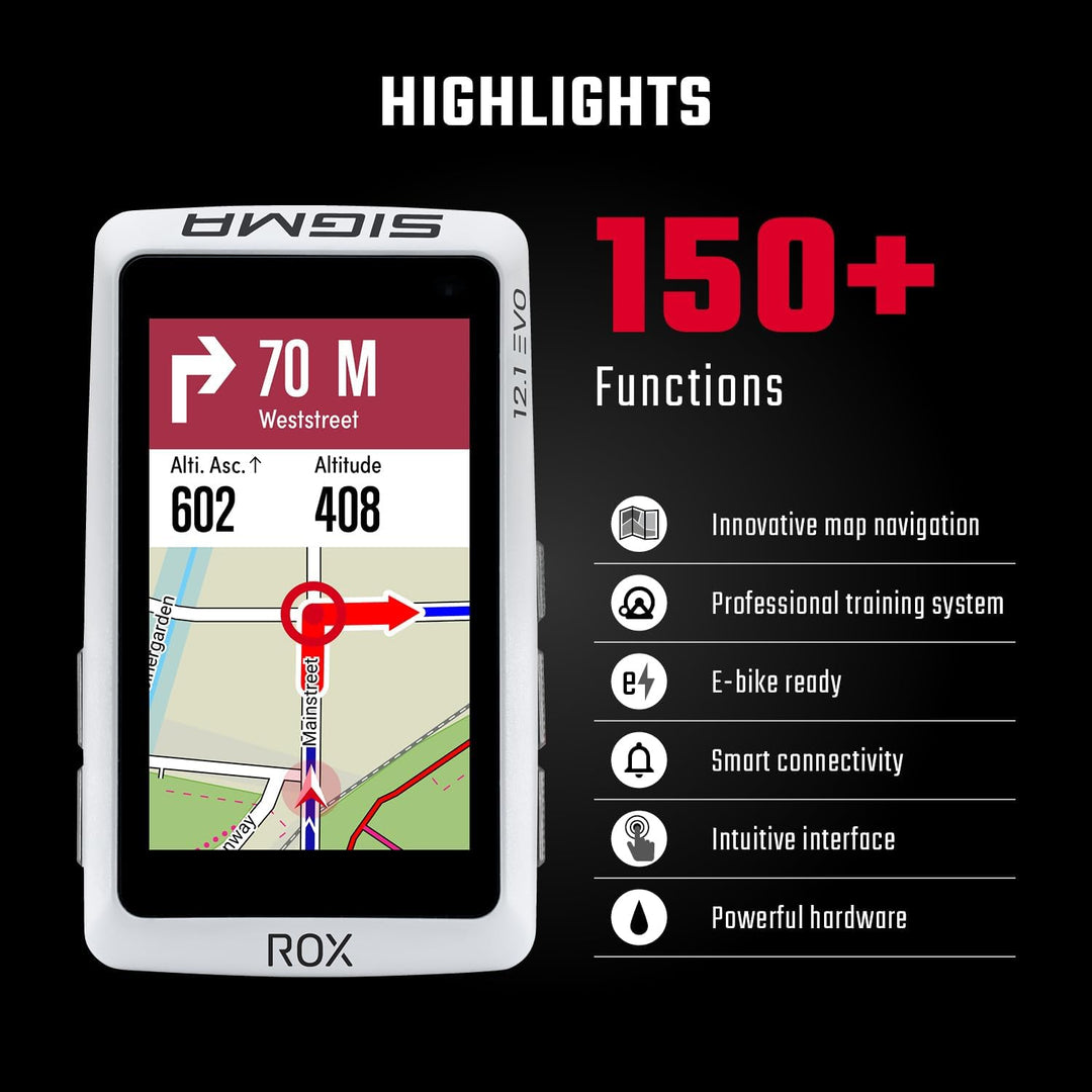 Sigma ROX 12.1 EVO Basic Set - White Fahrrad-Navi Fahrrad Europa Bluetooth, GPS, GLONASS Variante 2