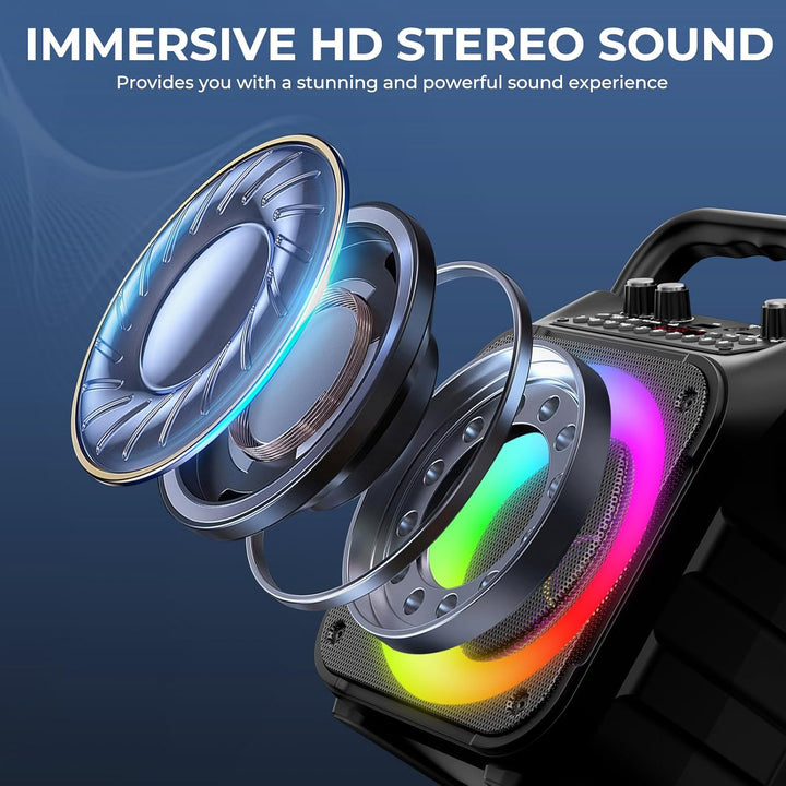 Karaoke Maschine Ankuka Karaoke Anlage mit 2 Mikrofonen Bluetooth Lautsprecher für Erwachsene & Kind