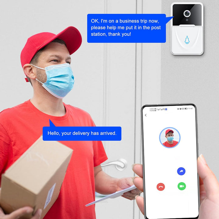 Nikou X3 Smarte WLAN-Video-Türklingel, HD-Nachtsicht Türklingel Funk, 60° Blick, Einstellbare Lautst