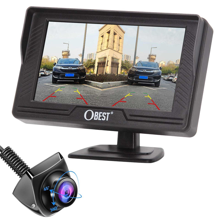 OBEST Rückfahrkamera Auto Set 1080P mit LCD Monitor Bildschirm, Nachtsicht Parkplatzkamera IP69 Wass