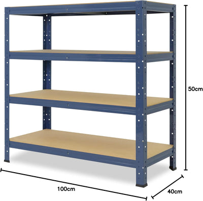 shelfplaza® 100x40x50cm Home Schwerlastregal blau/Metallregal mit 4 Böden/Kellerregal Metall, Garage
