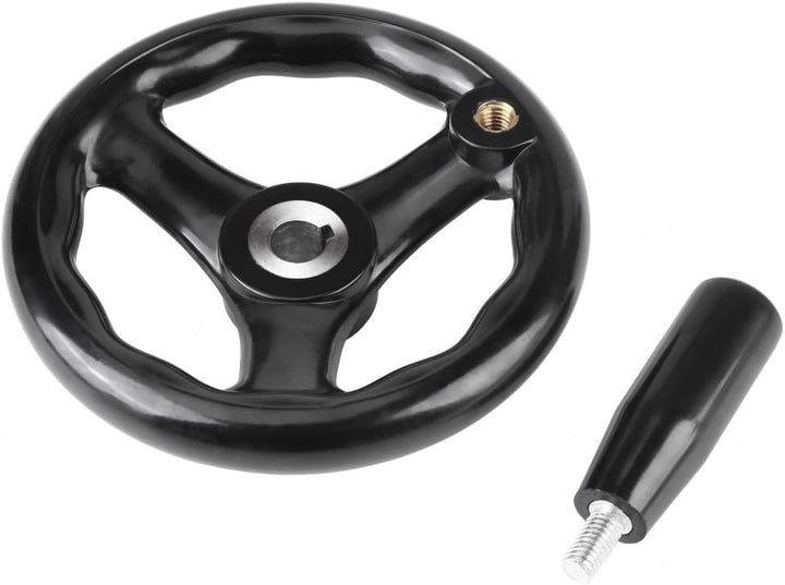 Handrad 1 Stück 12 * 125mm Schwarz Rundes 3 Speichen Handrad mit Drehgriff für Drehmaschine Fräsmasc