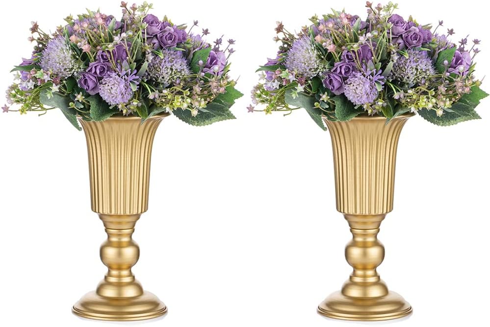 NUPTIO 2 Stück Geblühte Metall Trompetenvase Elegante Vase mit Mittelstücken für Hochzeitsfeiern, 23