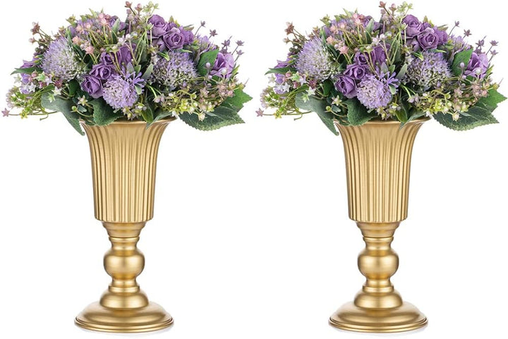 NUPTIO 2 Stück Geblühte Metall Trompetenvase Elegante Vase mit Mittelstücken für Hochzeitsfeiern, 23