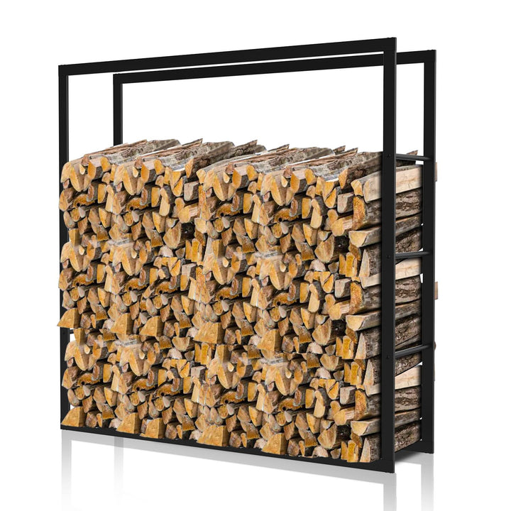 Ikodm kaminholzregal Innen und Aussen, Metall Brennholzregal aussen 100 x 25 x 100CM, Holzstapelhilf