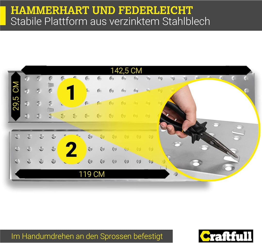 𝐂𝐑𝐀𝐅𝐓𝐅𝐔𝐋𝐋 Aluminium Plattform für CF-104A | 𝟑 𝐉𝐀𝐇𝐑𝐄 𝐆𝐀𝐑𝐀𝐍𝐓𝐈𝐄 - 1-20 Sprossen - 580 cm Länge - Leiter