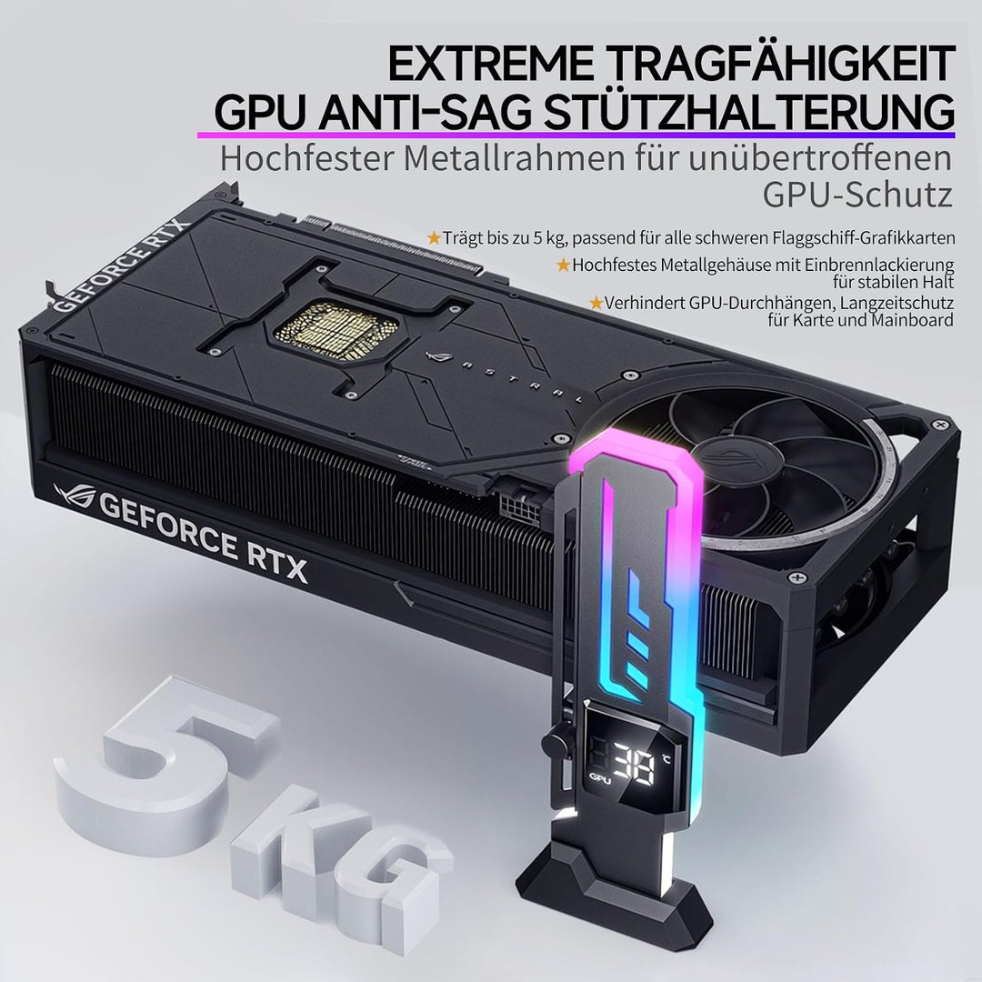 X7-Pro Grafikkarten-Halterung mit CPU/GPU-Display, ARGB, Schwarz
