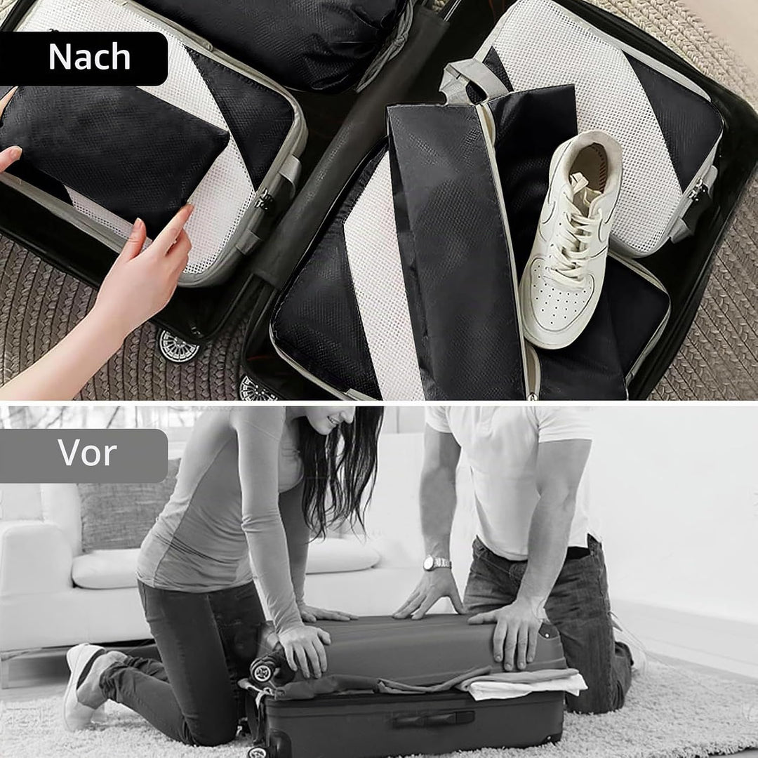 Kompressionspackwürfel für Koffer, 8 Stück erweiterbare Reisepackwürfel für Rucksack, ultraleichte R