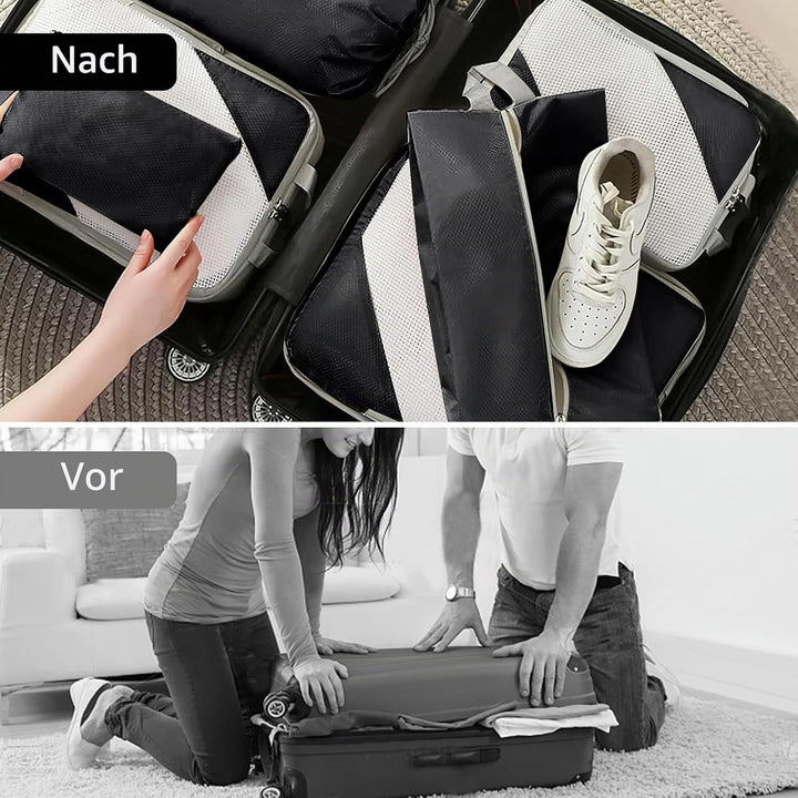 Kompressionspackwürfel für Koffer, 8 Stück erweiterbare Reisepackwürfel für Rucksack, ultraleichte R