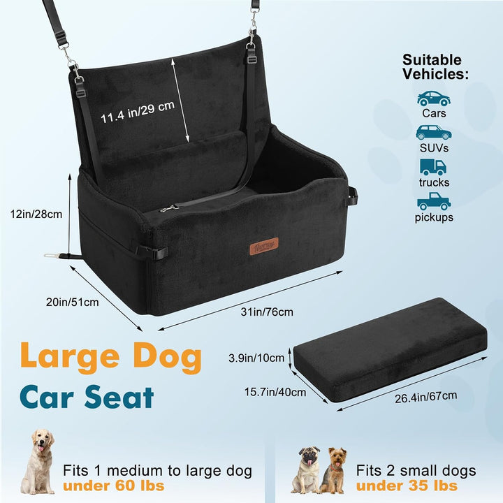Hundesitz für Auto, Hundebett für grosse Hunde bis 27 kg oder 2 kleine Hunde, komfortabler Autositz
