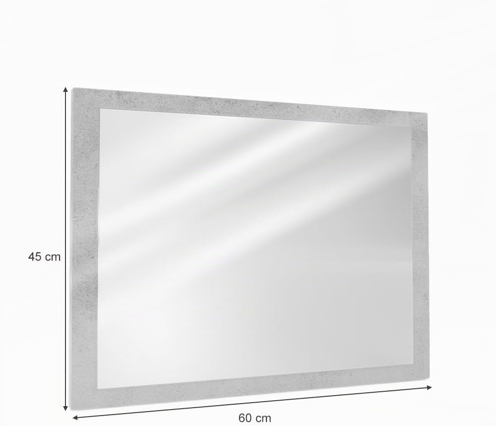 Vicco Badezimmerspiegel Kiko, Beton/Weiss, 45 x 60 cm, Beton