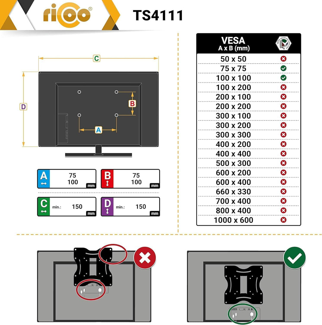 RICOO Monitor Halterung Tisch Gasdruckfeder für 17-34 Zoll, VESA Tischhalterung, Monitorarm TS4111,