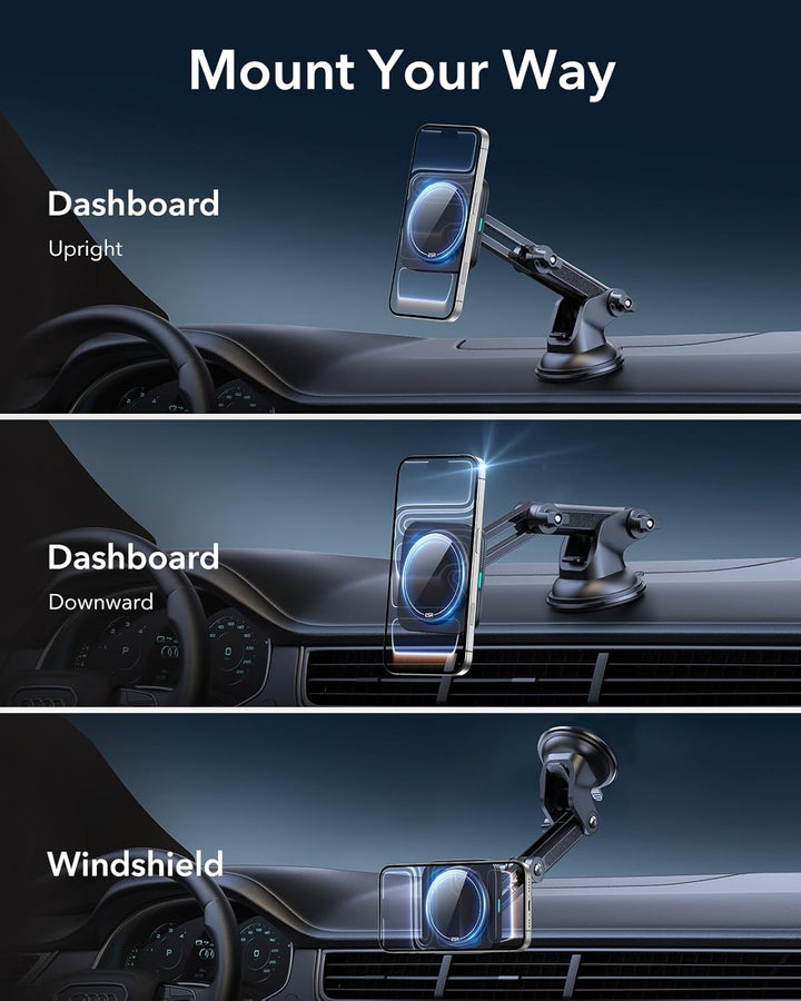 ESR für 15W Magsafe Autohalterung mit Ladefunktion, Armaturenbrett Magnet Kabelloses Ladegerät, Hand