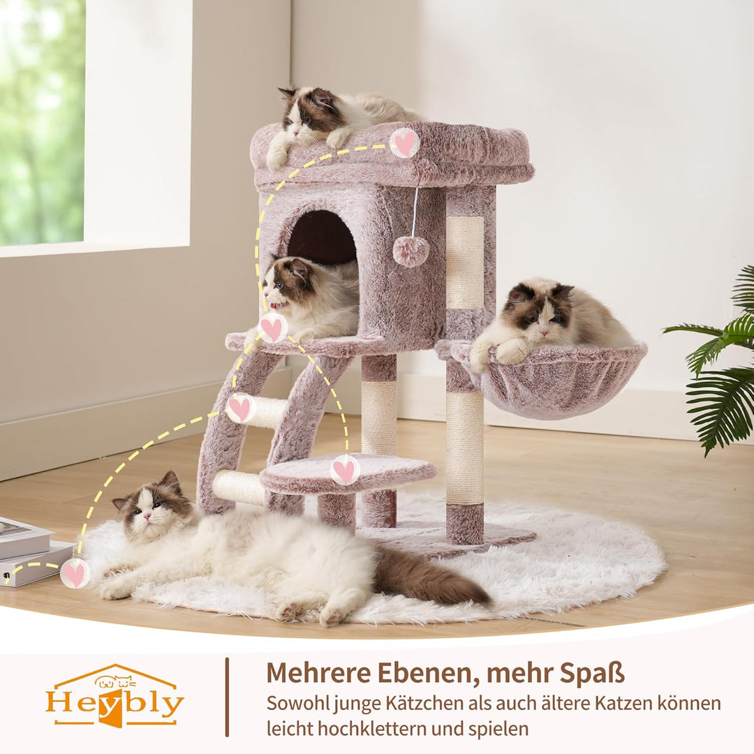 Heybly Kratzbaum, 75cm Hoher kratzbaum Klein Mit Oberer Plattform, Höhle, Hängematte, Kletterleiter,