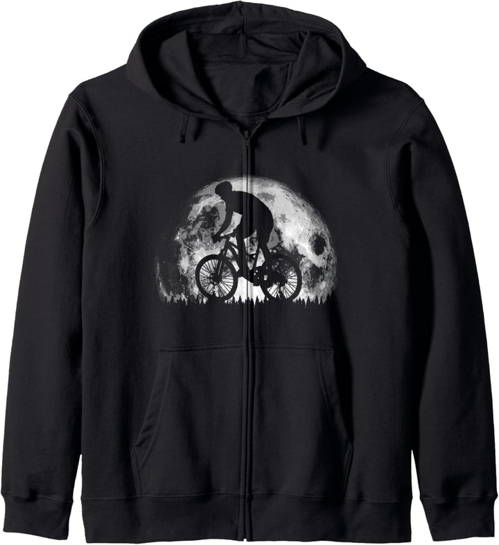 Night Rider Vintage Mountain Biking Full Moon & Biker Retro Kapuzenjacke