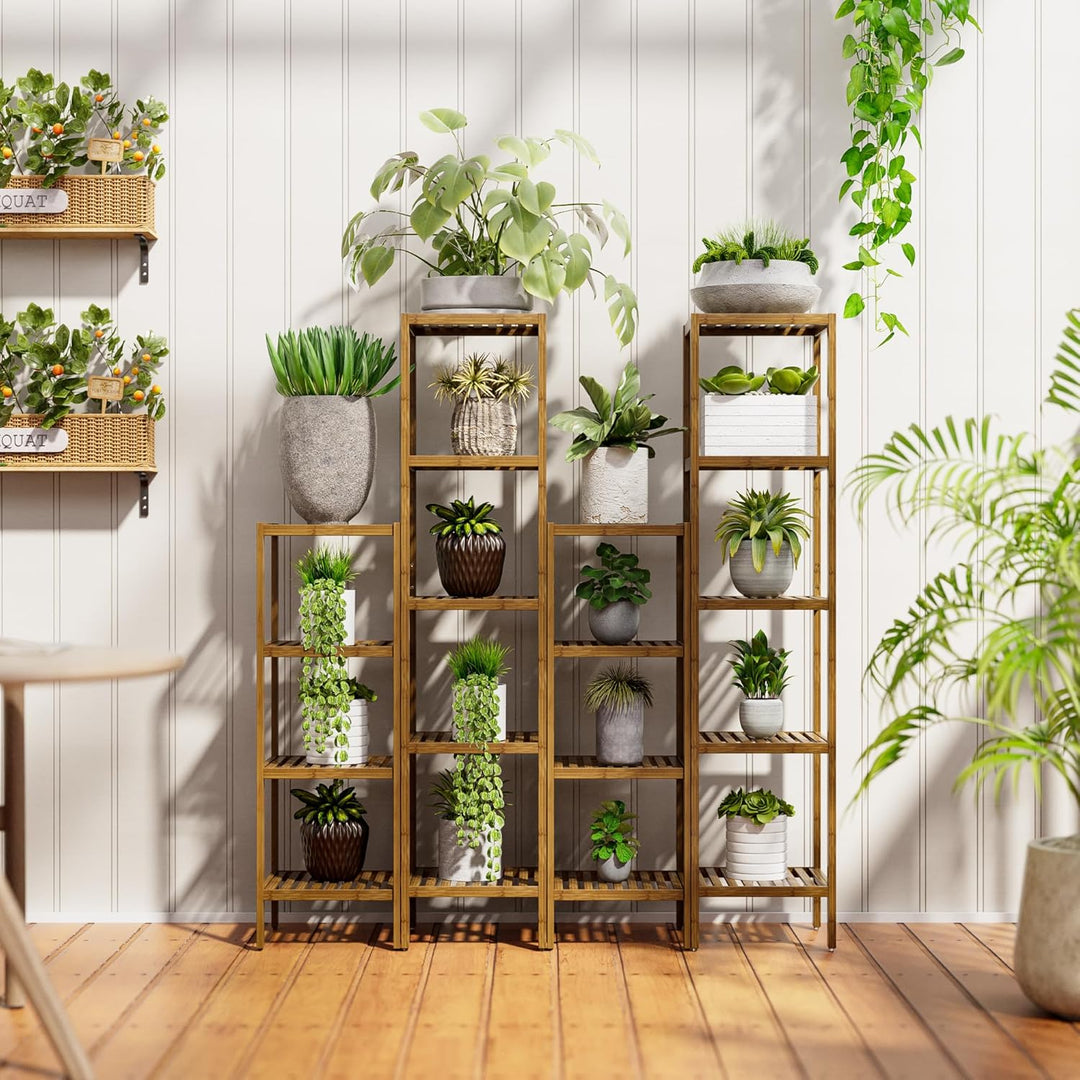 SMIBUY Badezimmer-Aufbewahrungsregal, 4 Ebenen, Bambusregal, Organizer, multifunktionales Regal für
