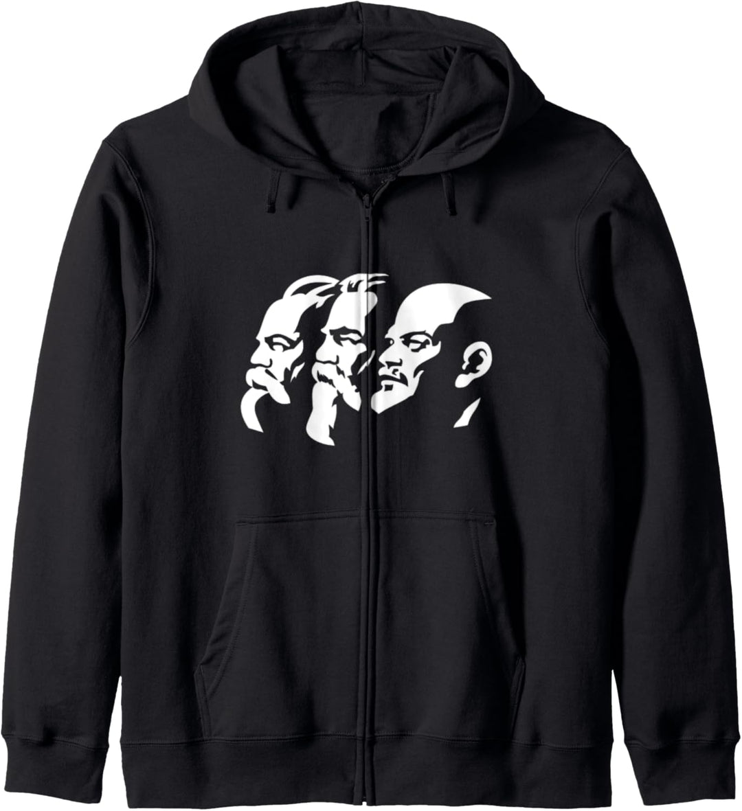 Karl Marx Wladimir Lenin Friedrich Engels Statuen Köpfe CCCP Kapuzenjacke
