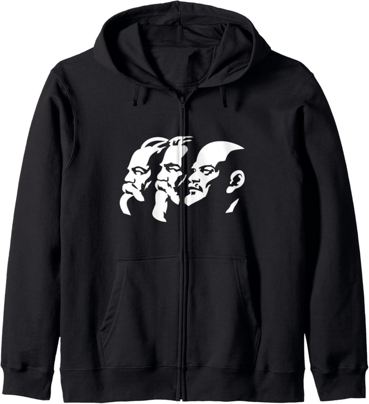 Karl Marx Wladimir Lenin Friedrich Engels Statuen Köpfe CCCP Kapuzenjacke
