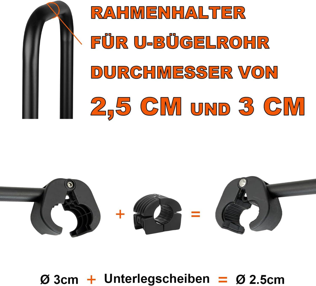 TEOV 1 Stück Rahmenhalter für Fahrradträger Länge 38CM, Verstellbarer Strap-Rahmenhalter für E-Bike