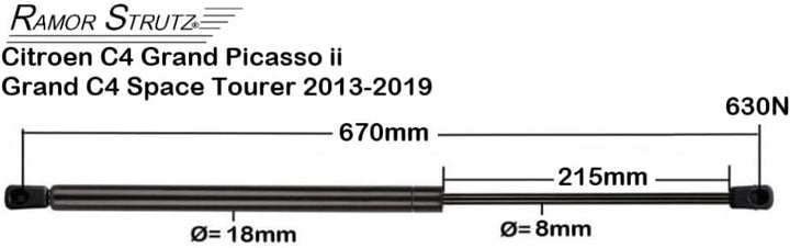 2x Gasfeder Dämpfer Heckklappe Kompatibel mit Citroen C4 Grand Picasso ii Grand C4 Space Tourer 2013