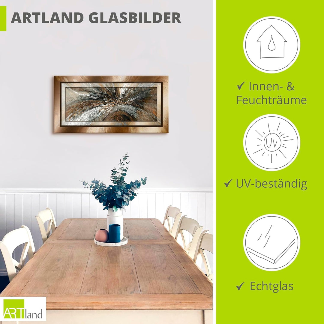 ARTland Glasbilder Wandbild Glas Bild einteilig 60x30 cm Querformat Abstrakte Kunst Geometrie Modern